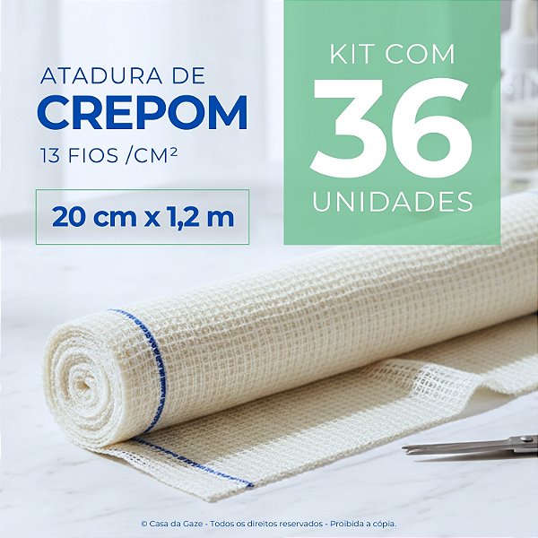 Atadura Crepom Faixa Bandagem Elástica 20cmx1.2m Kit 36 Un
