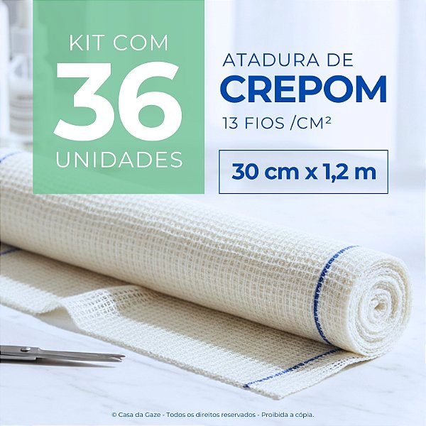 Atadura Crepom Faixa Bandagem Elástica 30cmx1.2m Kit 36 Un