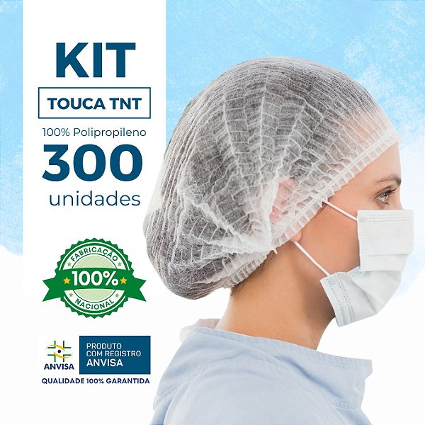 Touca Descartável Tnt C/ Elástico C/ 300 Unidades C/ Nota
