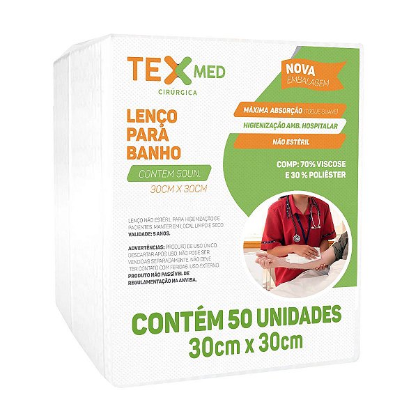Lenço Para Banho Leito Toalha Higiene Corporal 50 Unidades