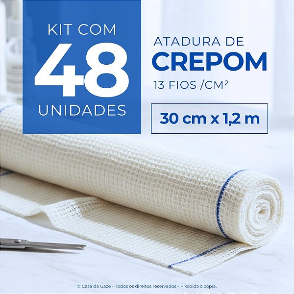 Atadura Crepom Faixa Bandagem Elástica 30cm Kit 48 Unidades