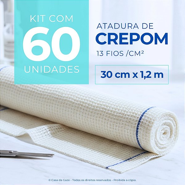 Atadura Crepom Faixa Bandagem Elástica 30cm Kit 60 Unidades