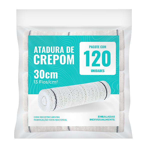 Atadura Crepom Faixa Bandagem Elástica 30cm Kit 120 Unidades