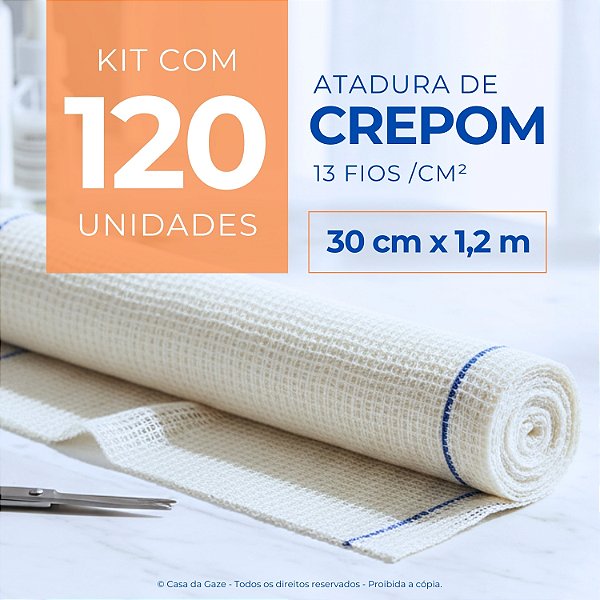 Atadura Crepom Faixa Bandagem Elástica 30cm Kit 120 Unidades
