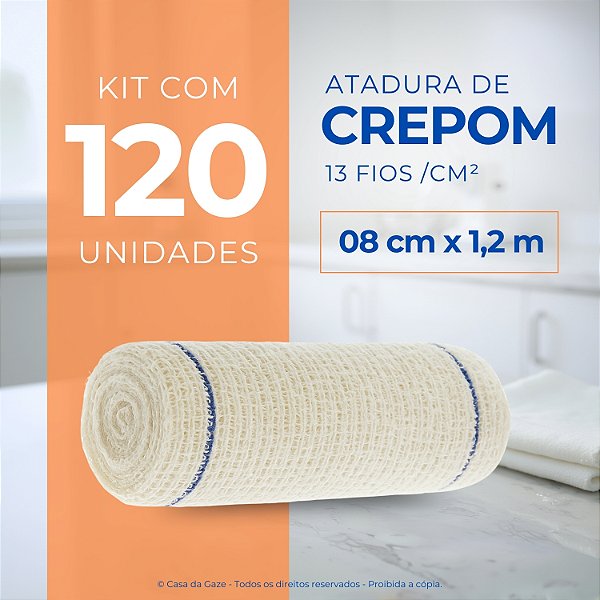 Atadura Crepom Faixa Bandagem Elástica 08cm Kit 120 Unidades
