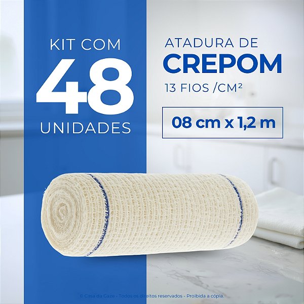 Atadura Crepom Faixa Bandagem Elástica 08cm Kit 48 Unidades
