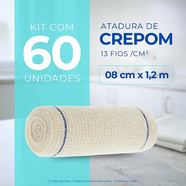 Atadura Crepom Faixa Bandagem Elástica 08cm Kit 60 Unidades