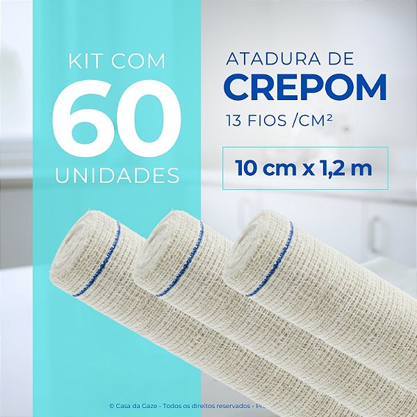 Atadura Crepom Faixa Bandagem Elástica 10cm Kit 60 Unidades