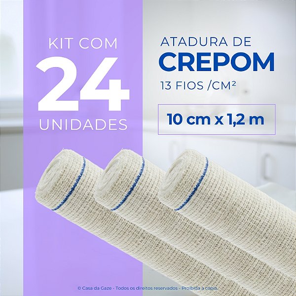 Atadura Ortopédica de Crepom Faixa Bandagem Elástica 10cmx1.2m Kit 24 Unidades