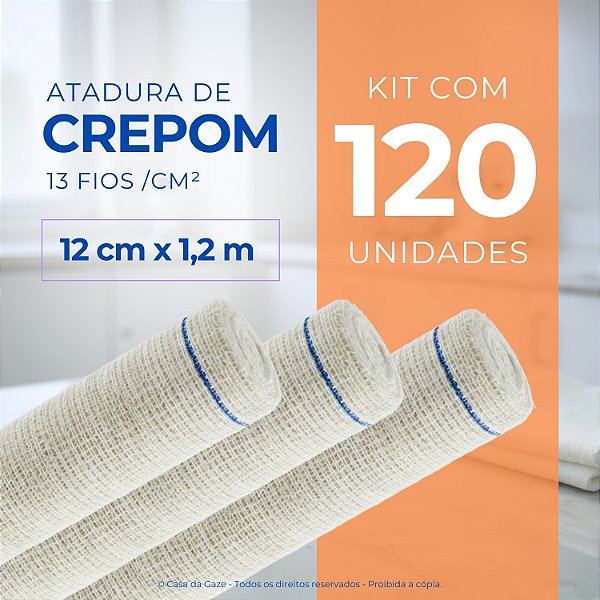 Atadura Crepom Faixa Bandagem Elástica 12cm Kit 120 Unidades