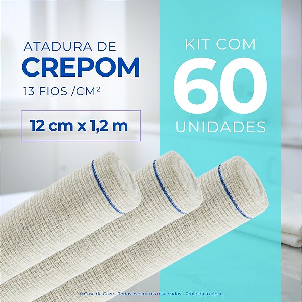 Atadura Crepom Faixa Bandagem Elástica 12cm Kit 60 Unidades