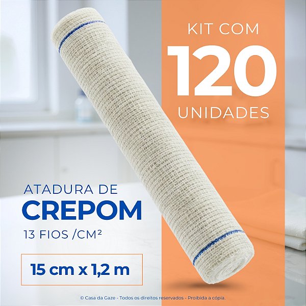Atadura Crepom Faixa Bandagem Elástica 15cm Kit 120 Unidades