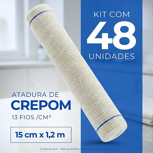 Atadura Crepom Faixa Bandagem Elástica 15cm Kit 48 Unidades