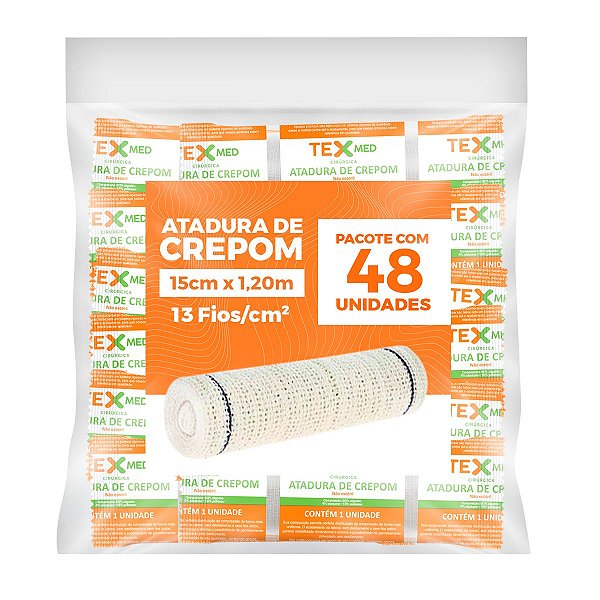 Atadura Crepom Faixa Bandagem Elástica 15cm Kit 48 Unidades