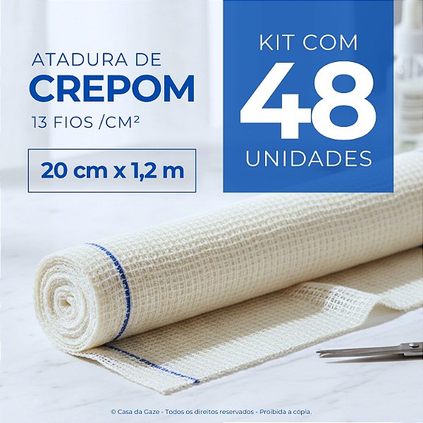 Atadura Crepom Faixa Bandagem Elástica 20cm Kit 48 Unidades
