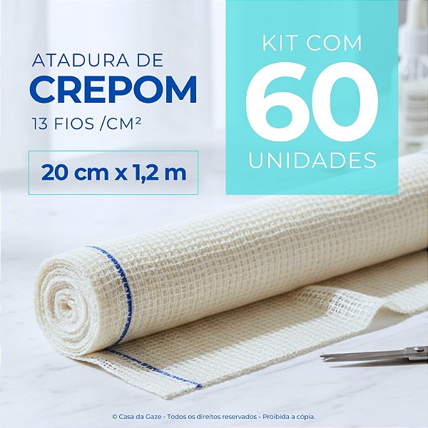 Atadura Crepom Faixa Bandagem Elástica 20cm Kit 60 Unidades