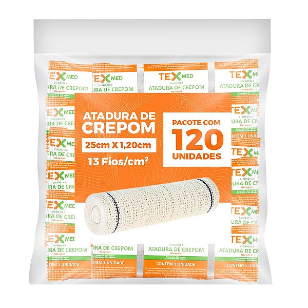 Atadura Crepom Faixa Bandagem Elástica 25cm Kit 120 Unidades