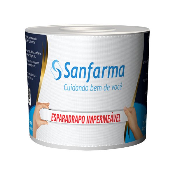Esparadrapo Impermeável Branco Sanfarma 50mmx4,5m 24 Unid
