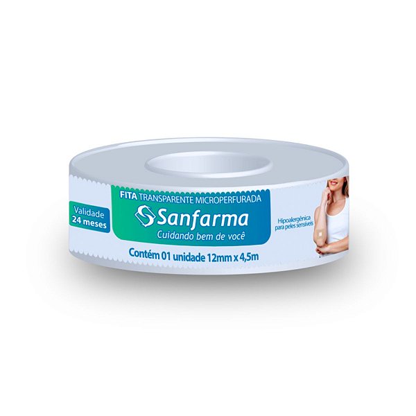 Fita Trasparente Microperfurada Sanfarma 12mm x 4,5m 6 Unid