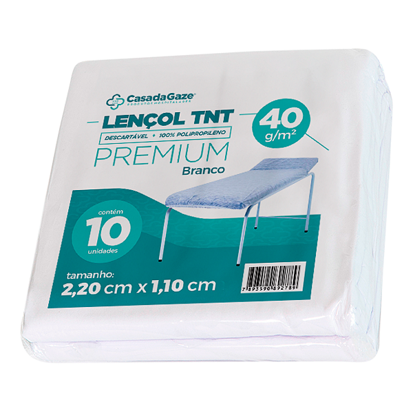 Lençol Descartavel C/ Elastico Branco 40 gr Pesado 10 Uni