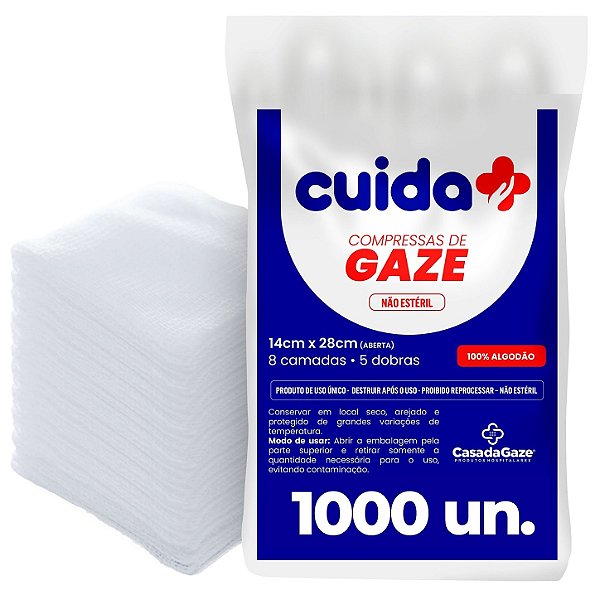 Compressa Gaze Hidrófila Cuida + Fios 1000 Unidades