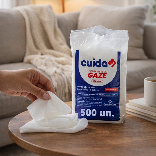 Compressa de Gaze Hidrófila Cuida + 11 Fios 500 Unidades