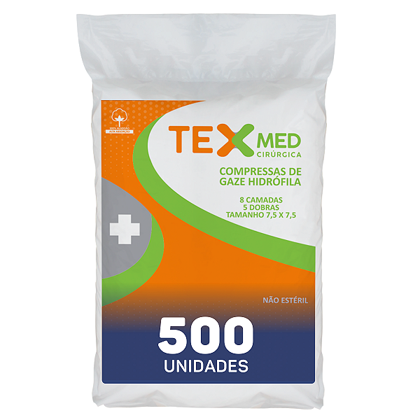 Compressa de Gaze Hidrófila Texmed 13 Fios 500 Unidades