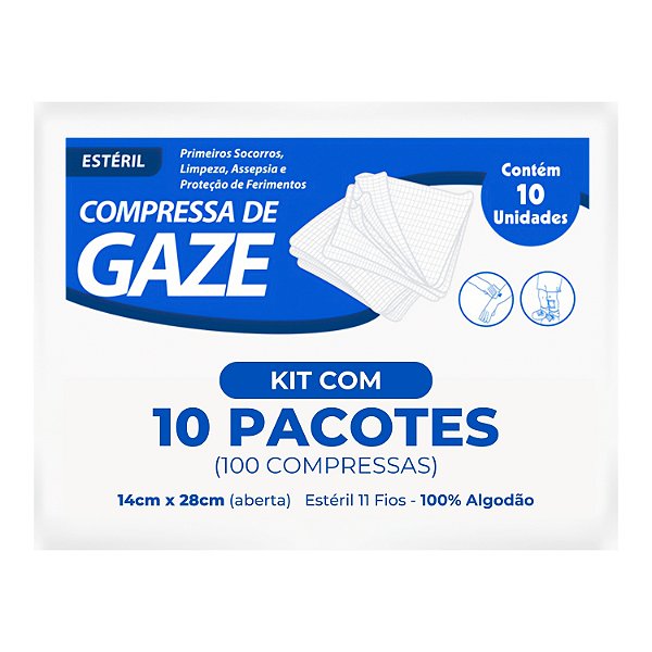 Compressa Gaze Estéril Sanfarma 11 Fios 10 Envelopes 100 Un