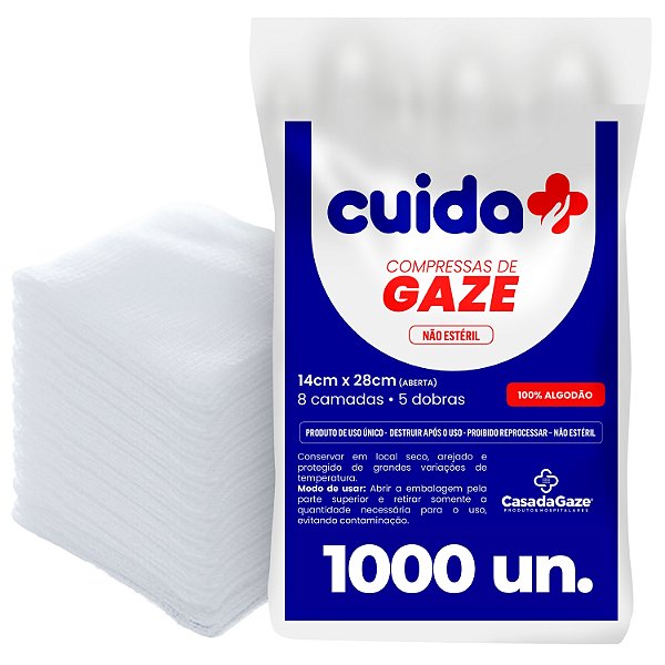 Compressa Gaze Não Estéril  11 Fios Cuida Mais 1000 Unidades