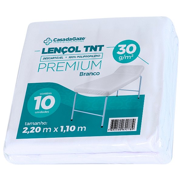 Lençol Descartável C/ Elastico Branco 30gr 2.20X1.10 Kit 10 Unidades
