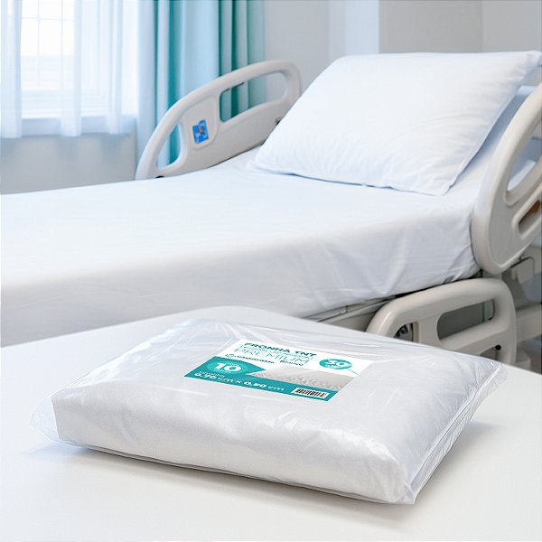 Kit Lençol Descartável TNT com Elástico 20g 2,20x1,10 + Fronha Descartavlel TNT 50x70 – 10 Unidades
