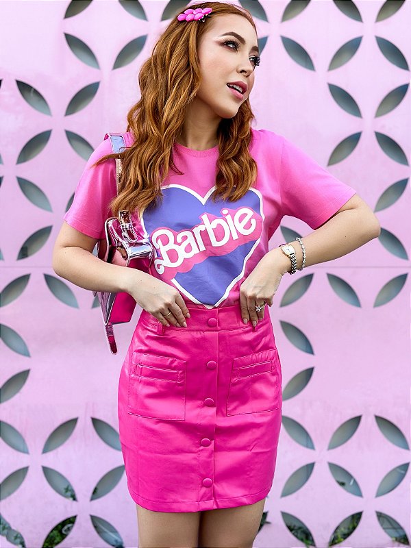 Saia Rhaissa Pink Couro Fake