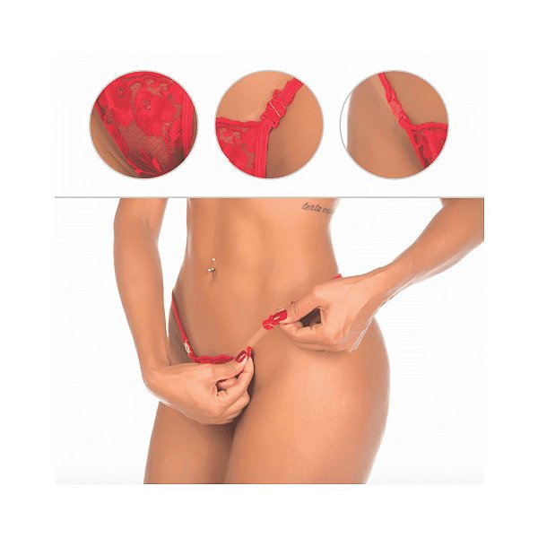 Calcinha Tanga Fio Dental Striper - Vermelha