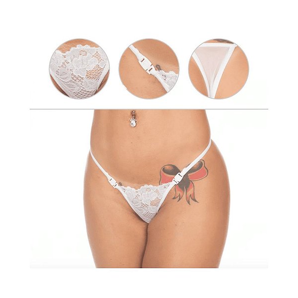 Calcinha Tanga Fio Dental Striper - Branca