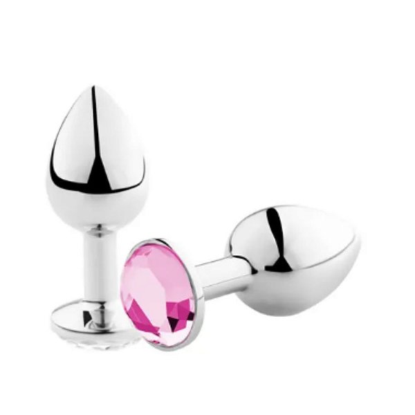 Plug anal grande em alumínio com pedra