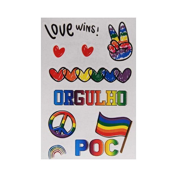 Tatuagem temporária Orgulho LGBTQIA+ 10 x 15 cm
