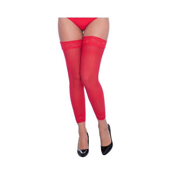 Meia 7/8 Legging Fina Punho Renda - Vermelha PerruTextil