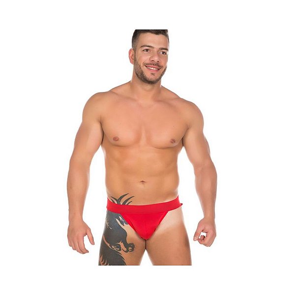 Cueca Slip Jockstrap Cirré - Vermelho Pimenta Sexy