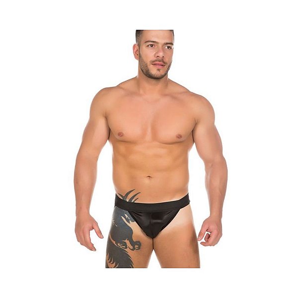 Cueca Slip Jockstrap Cirré - Preto Pimenta Sexy