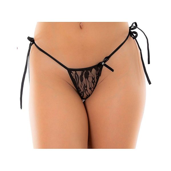 Calcinha Fio Dental Apressadinha - Preto Pimenta Sexy