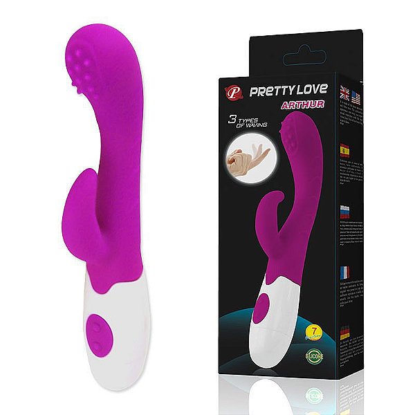 Vibrador Rabbit Ponto G e Clitoriano Arthur Pretty Love - Pink