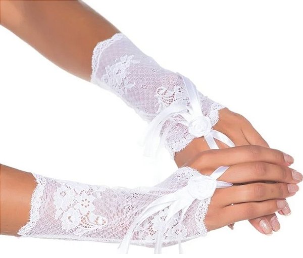 Luvas Tully com Renda Curta - Branca Pimenta Sexy