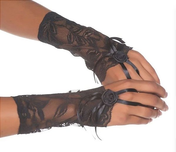 Luvas Tully Renda Curta - Preta Pimenta Sexy