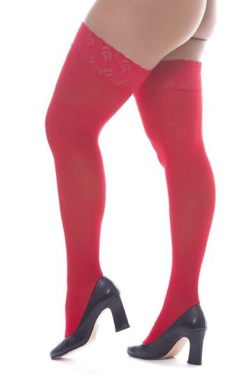 Meia 7/8 Fina Punho Renda - Vermelha PerruTextil