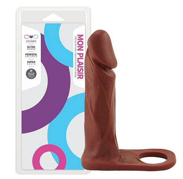 Anel com Companheiro Cyberskin 16x3cm - Chocolate Soulsex