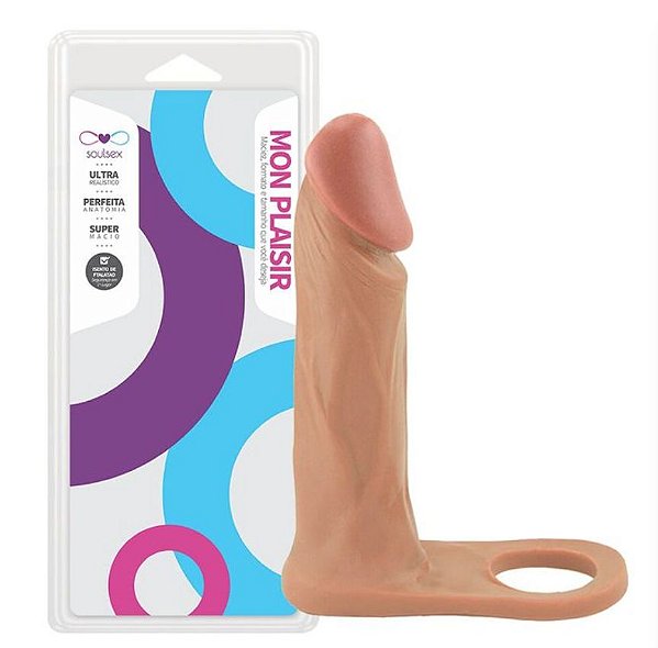 Anel com Companheiro cyberskin 16x3 cm - Bege Soulsex