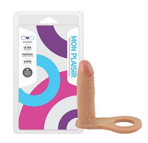 Anel com Companheiro cyberskin 11x2,7 cm - Bege Soulsex