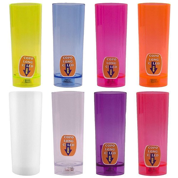 Copo Long Drink Pisca Pisca Led 350ml Diversão Ao Cubo