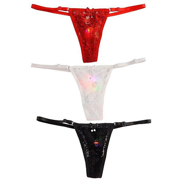Fio Dental Renda Sexy Led Pisca Pisca Diversão Ao Cubo