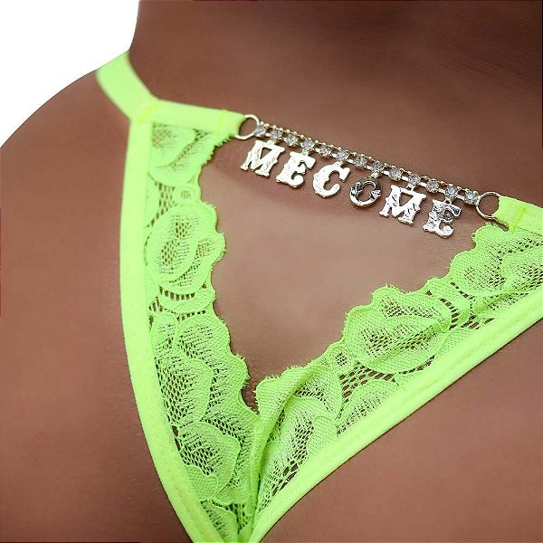 Calcinha Gis Strass Amarelo Neon Tallyta